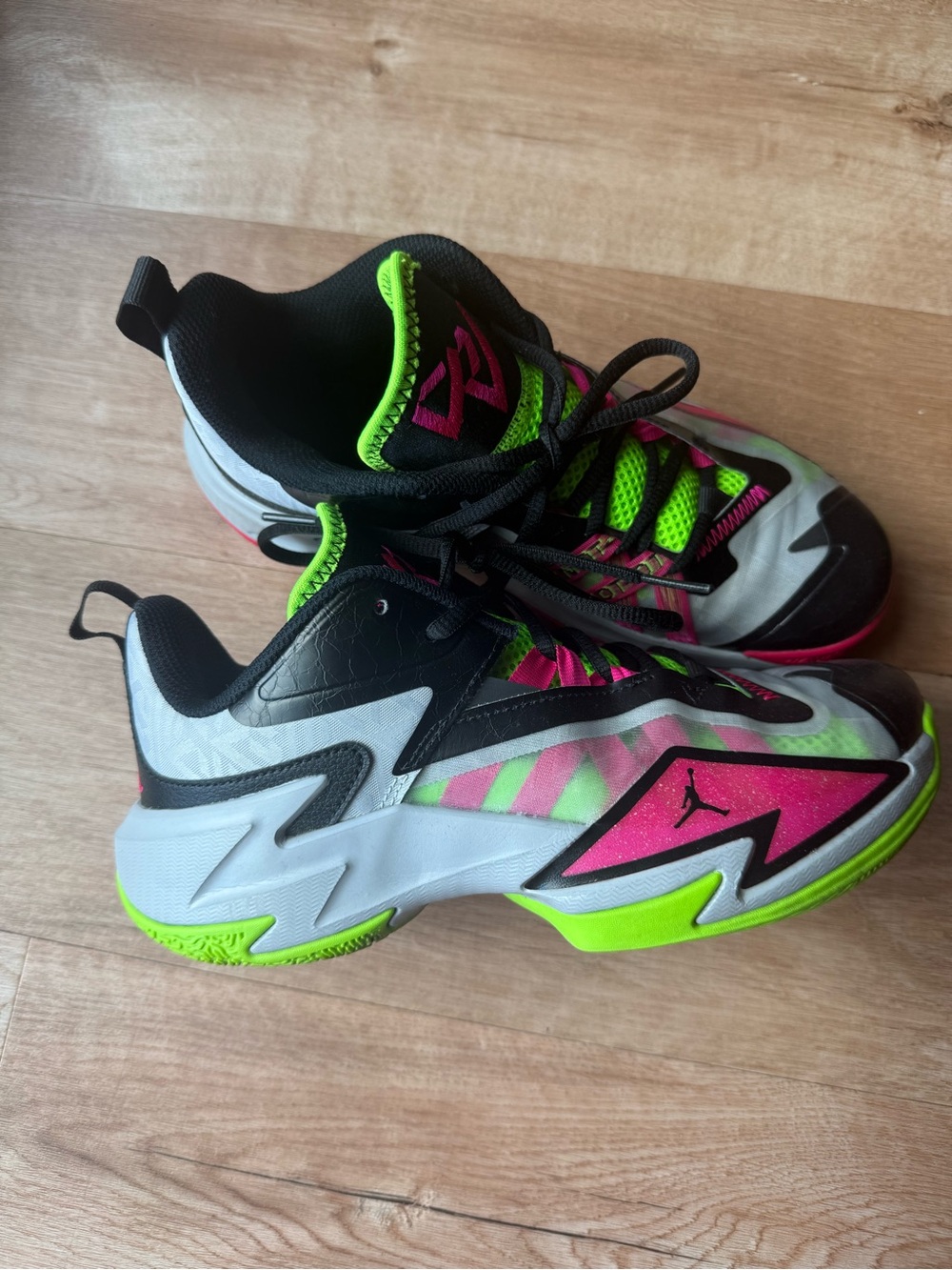 Jordan Kids' Black, Bright Pink & Neon Green Sneakers